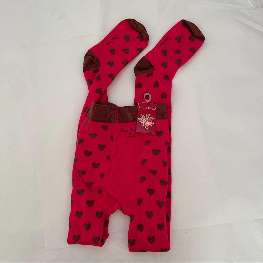 Room Seven Girls Size 122 (7) Heart 💕❤️ Pink Tights NWT